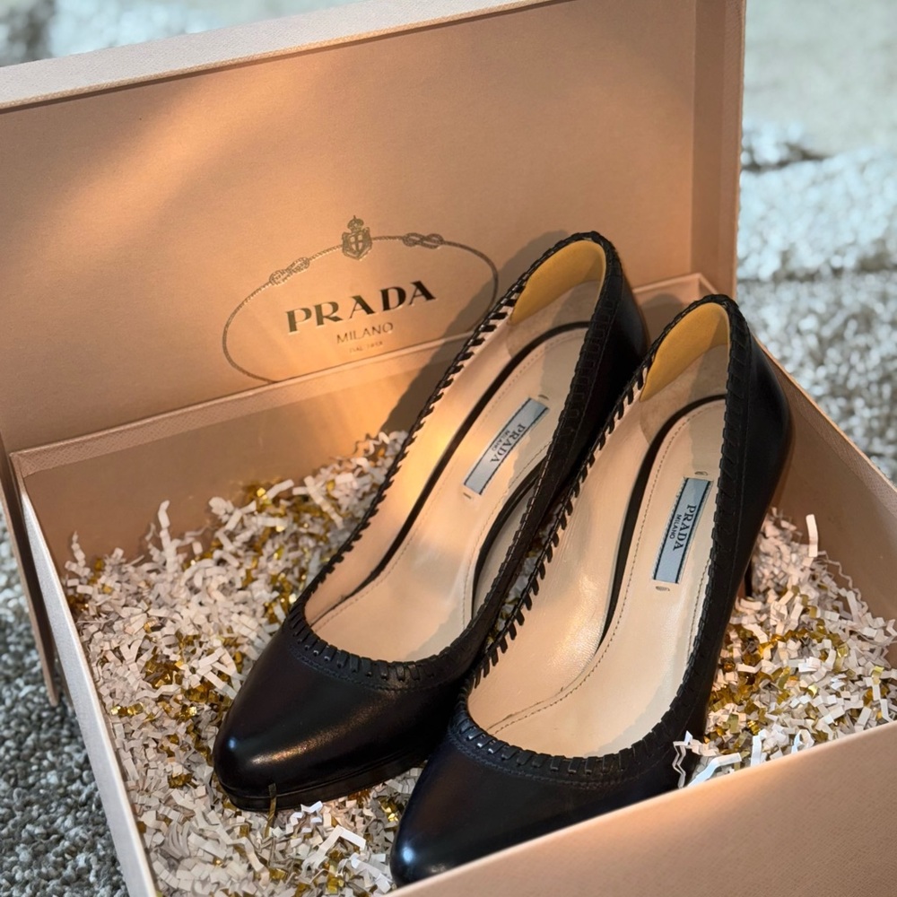 Prada Black Leather Heels